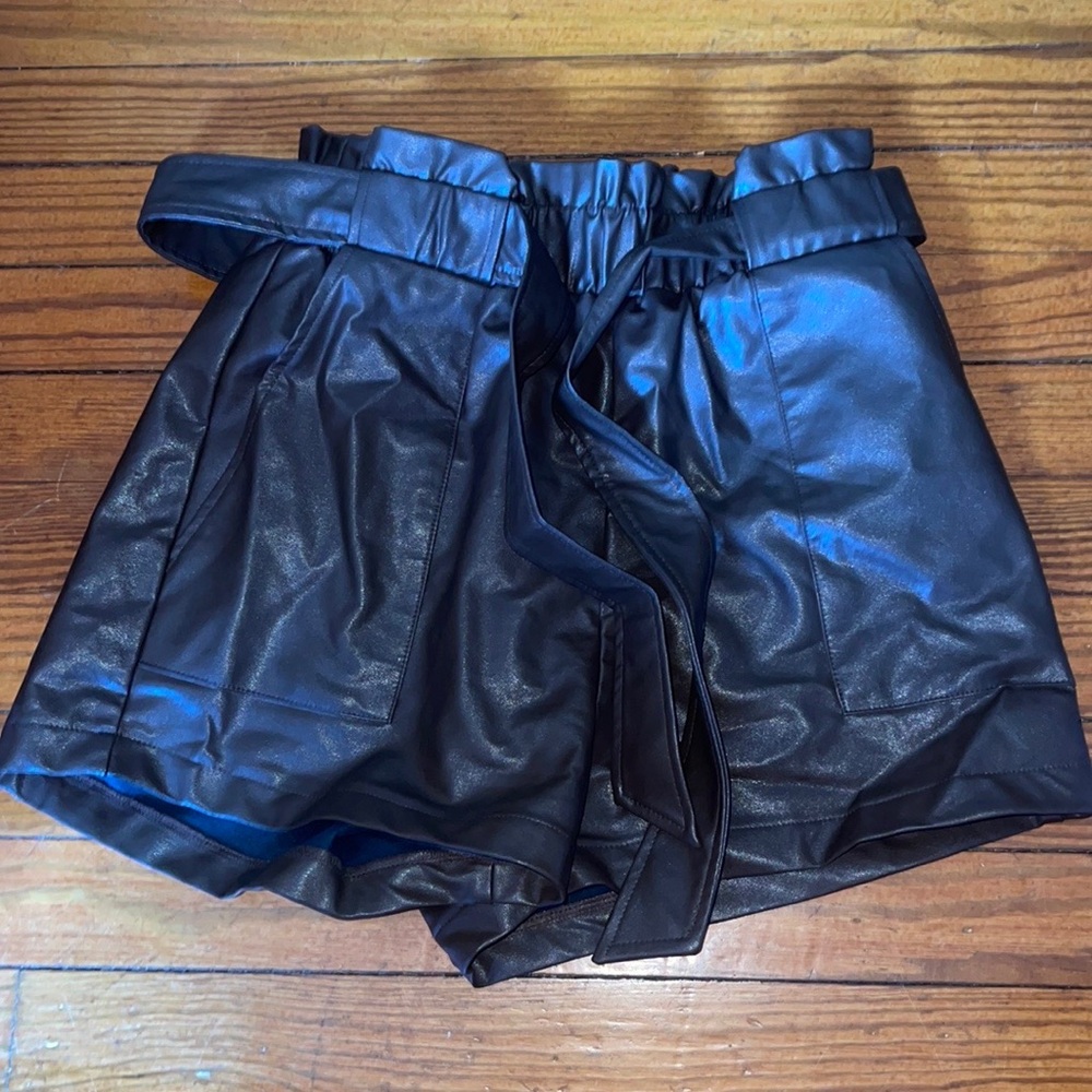 Paper moon faux brown leather shorts